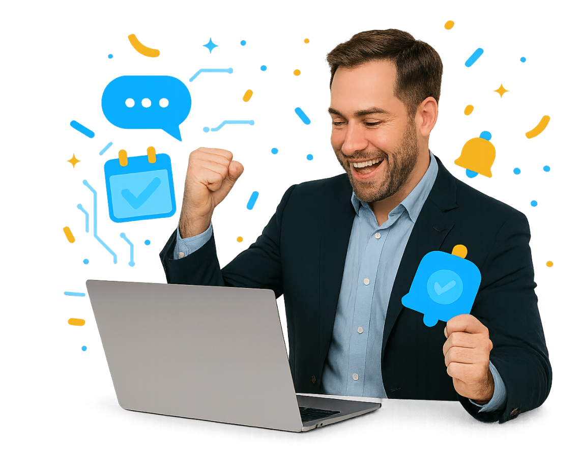 Sydney AI website chatbot helping a visitor, collecting details and booking an appointment.